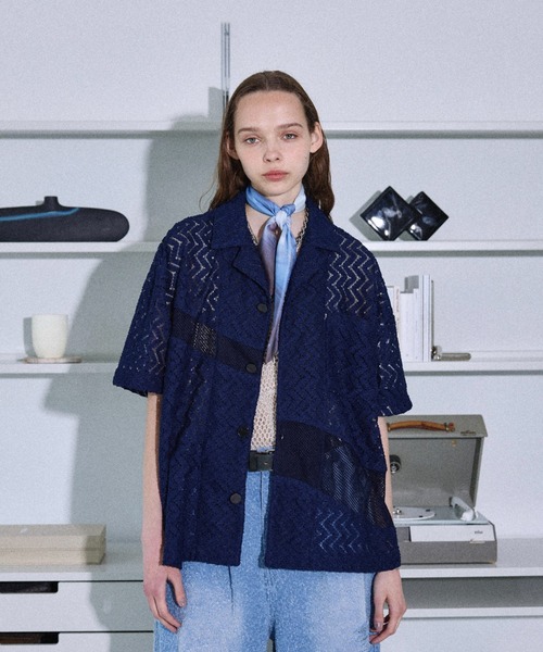 サイズ3 seyto / ジャガードフリンジメッシュ半袖シャツ seyto（セイト）の「Jaguard fringe mesh half sleeve shirt
