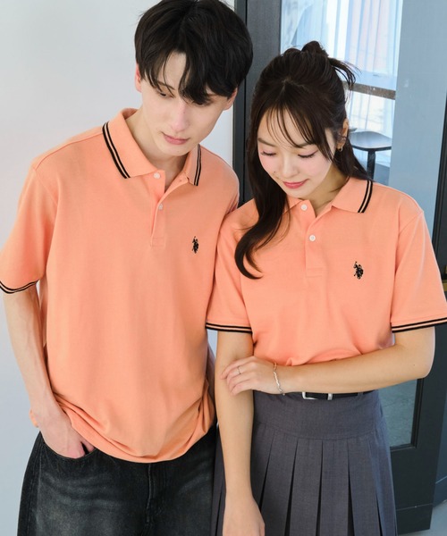 U.S. POLO ASSN.(ユーエスポロアッスン)の「∴WEGO/U.S. POLO ASSN.別注ラインポロシャツ(ポロシャツ・レディース・サックスブルー/アイボリー/ブラック/グレー/ネイビー/コーラル・SMALL/MEDIUM/LARGE)」の6枚目の写真