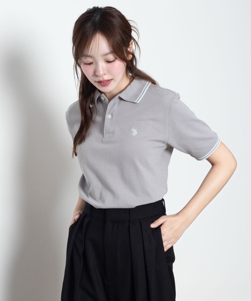 U.S. POLO ASSN.（ユーエスポロアッスン）の「∴WEGO/【26年春夏新カラー登場！】U.S. POLO ASSN.別注ラインポロシャツ（ポロシャツ・メンズ・サックスブルー/アイボリー/ブラック/グレー/ネイビー/コーラル/ライトピンク/グレー系その他/その他1/その他2・SMALL/MEDIUM/LARGE）」の4枚目の写真