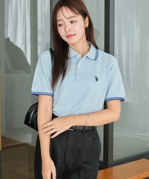 【HOOK】for girls 　配色巻きロックフリルポロシャツ セール】【HOOK】for girls 配色巻きロックフリルポロシャツ