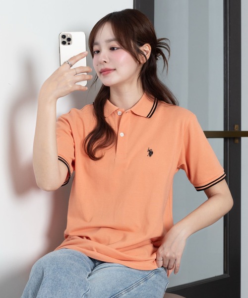 U.S. POLO ASSN.（ユーエスポロアッスン）の「∴WEGO/【26年春夏新カラー登場！】U.S. POLO ASSN.別注ラインポロシャツ（ポロシャツ・メンズ・サックスブルー/アイボリー/ブラック/グレー/ネイビー/コーラル/ライトピンク/グレー系その他/その他1/その他2・SMALL/MEDIUM/LARGE）」の8枚目の写真