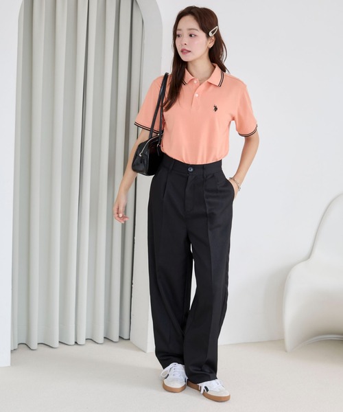 U.S. POLO ASSN.(ユーエスポロアッスン)の「∴WEGO/U.S. POLO ASSN.別注ラインポロシャツ(ポロシャツ・レディース・サックスブルー/アイボリー/ブラック/グレー/ネイビー/コーラル・SMALL/MEDIUM/LARGE)」の12枚目の写真