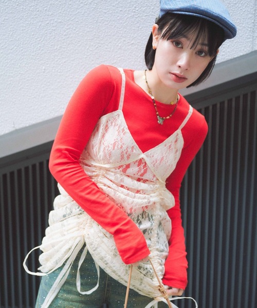 FOREVER 21(フォーエバー トゥエンティーワン)の「【2025SS】2WAYレースキャミワンピース2(ワンピース・レディース・ブラック/ナチュラル/ピンク・FREE)」の9枚目の写真