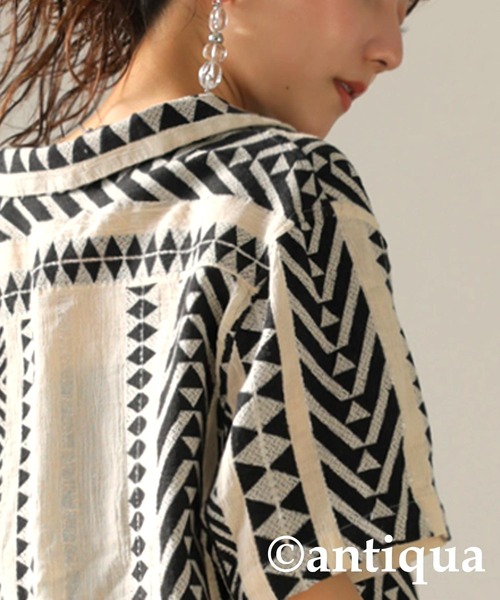 antiqua(アンティカ)の「エスニック柄シャツ(シャツ/ブラウス・レディース・ナチュラル/ブラック・R/P)」の17枚目の写真