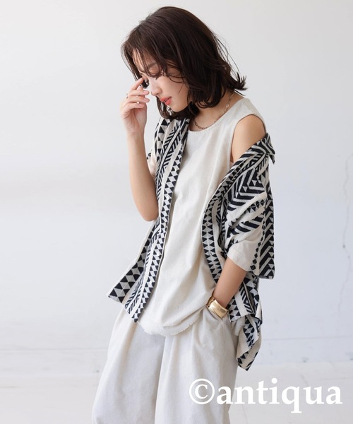 antiqua(アンティカ)の「エスニック柄シャツ(シャツ/ブラウス・レディース・ナチュラル/ブラック・R/P)」の21枚目の写真