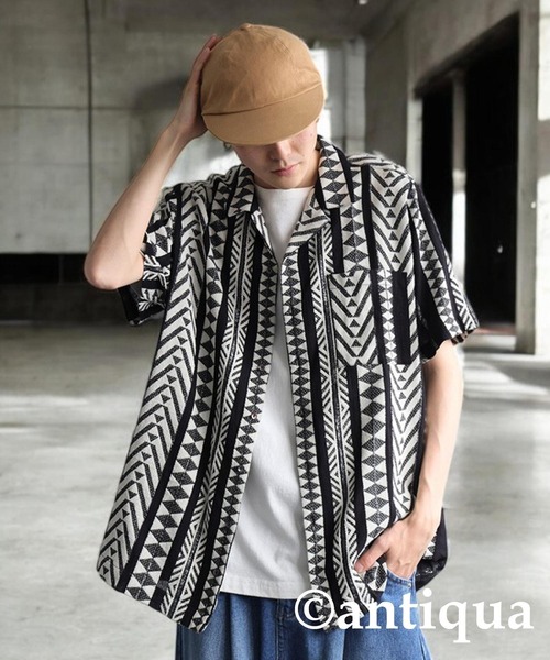 antiqua(アンティカ)の「エスニック柄シャツ(シャツ/ブラウス・レディース・ナチュラル/ブラック・R/P)」の13枚目の写真