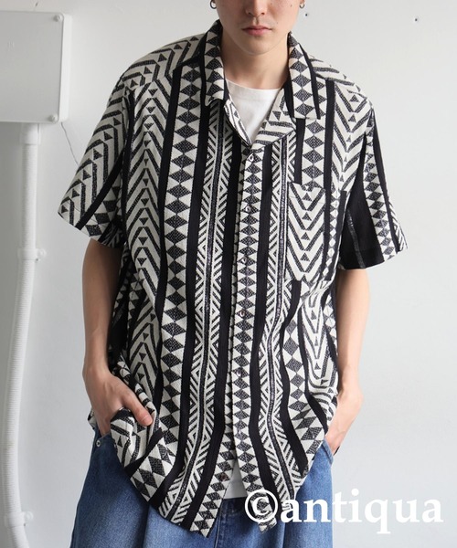 antiqua(アンティカ)の「エスニック柄シャツ(シャツ/ブラウス・レディース・ナチュラル/ブラック・R/P)」の7枚目の写真
