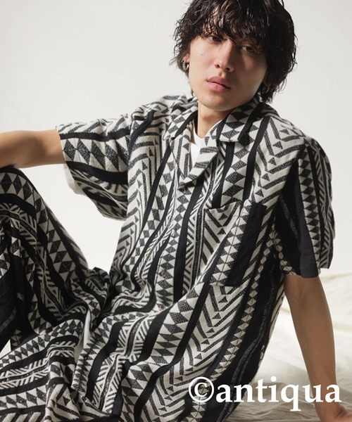 antiqua(アンティカ)の「エスニック柄シャツ(シャツ/ブラウス・レディース・ナチュラル/ブラック・R/P)」の10枚目の写真