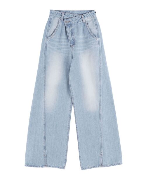 LAGUNAMOON(ラグナムーン)の「ワイドフレアデニムパンツ(デニムパンツ・レディース・ライトブルー/ブラック・SMALL/MEDIUM)」の6枚目の写真