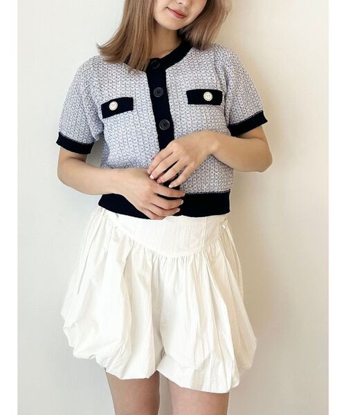 CALNAMUR(カルナムール)の「SUMMER TWEED KNIT CD/サマーツィードニットカーディガン(カーディガン/ボレロ・レディース・ブルー/ブラック/レッド・FREE)」の7枚目の写真