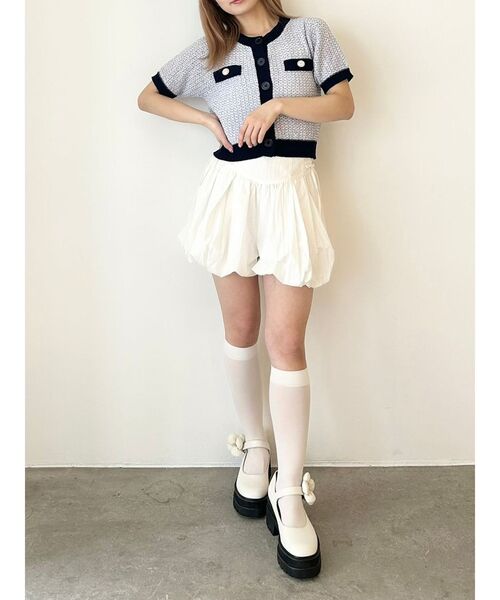 CALNAMUR(カルナムール)の「SUMMER TWEED KNIT CD/サマーツィードニットカーディガン(カーディガン/ボレロ・レディース・ブルー/ブラック/レッド・FREE)」の9枚目の写真