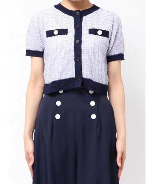 CALNAMUR(カルナムール)の「SUMMER TWEED KNIT CD/サマーツィードニットカーディガン(カーディガン/ボレロ・レディース・ブルー/ブラック/レッド・FREE)」の12枚目の写真