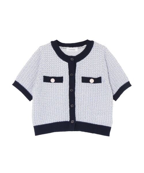 CALNAMUR(カルナムール)の「SUMMER TWEED KNIT CD/サマーツィードニットカーディガン(カーディガン/ボレロ・レディース・ブルー/ブラック/レッド・FREE)」の3枚目の写真