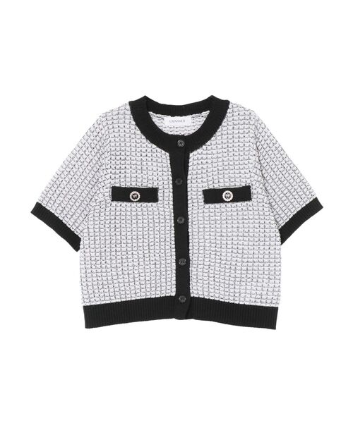 CALNAMUR(カルナムール)の「SUMMER TWEED KNIT CD/サマーツィードニットカーディガン(カーディガン/ボレロ・レディース・ブルー/ブラック/レッド・FREE)」の2枚目の写真