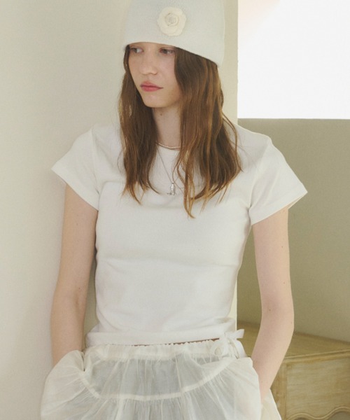 GIUNON（ジウノン）の「back line rib t-shirt / バックラインリブTシャツ（Tシャツ/カットソー・レディース・グレー/ブラック/ホワイト・FREE）」の22枚目の写真