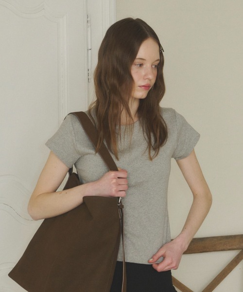 GIUNON（ジウノン）の「back line rib t-shirt / バックラインリブTシャツ（Tシャツ/カットソー・レディース・グレー/ブラック/ホワイト・FREE）」の20枚目の写真