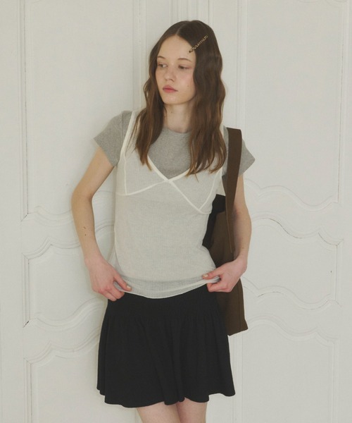 GIUNON（ジウノン）の「back line rib t-shirt / バックラインリブTシャツ（Tシャツ/カットソー・レディース・グレー/ブラック/ホワイト・FREE）」の16枚目の写真