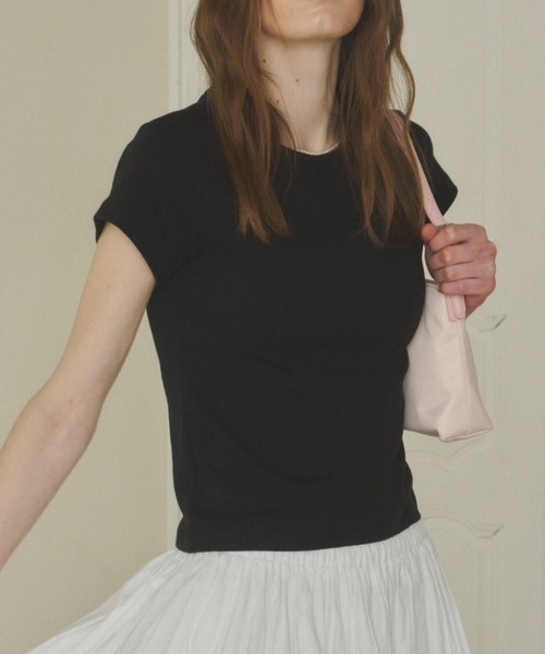 GIUNON（ジウノン）の「back line rib t-shirt / バックラインリブTシャツ（Tシャツ/カットソー・レディース・グレー/ブラック/ホワイト・FREE）」の12枚目の写真