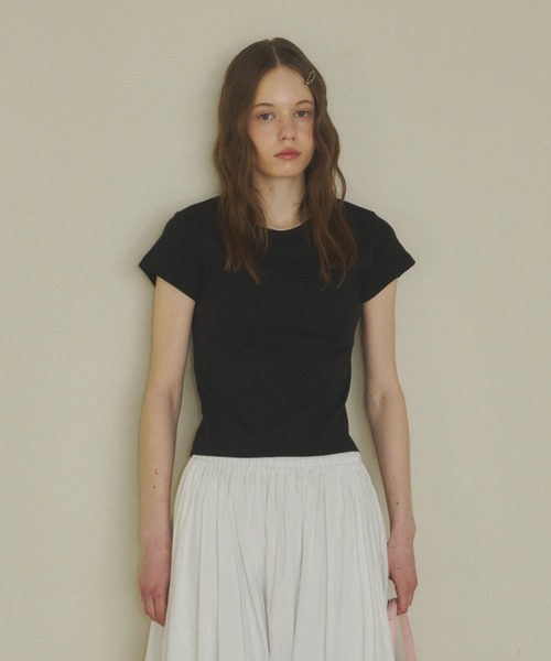 GIUNON（ジウノン）の「back line rib t-shirt / バックラインリブTシャツ（Tシャツ/カットソー・レディース・グレー/ブラック/ホワイト・FREE）」の10枚目の写真