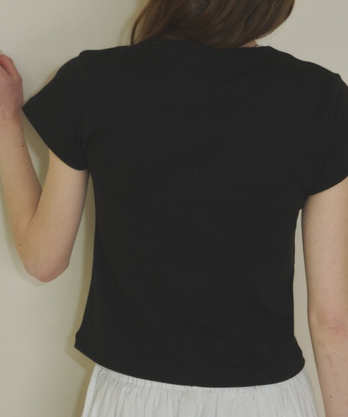 GIUNON（ジウノン）の「back line rib t-shirt / バックラインリブTシャツ（Tシャツ/カットソー・レディース・グレー/ブラック/ホワイト・FREE）」の9枚目の写真