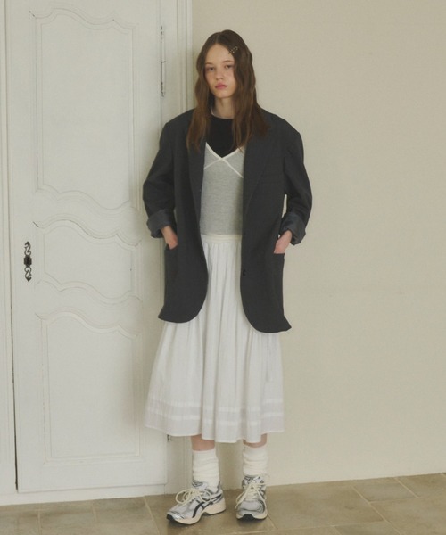 GIUNON（ジウノン）の「back line rib t-shirt / バックラインリブTシャツ（Tシャツ/カットソー・レディース・グレー/ブラック/ホワイト・FREE）」の8枚目の写真