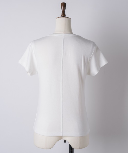 GIUNON（ジウノン）の「back line rib t-shirt / バックラインリブTシャツ（Tシャツ/カットソー・レディース・グレー/ブラック/ホワイト・FREE）」の5枚目の写真