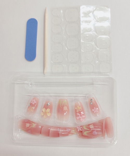ネイルチップset 3D アート付き クリアカラー ネイルチップ セット（ネイルシール