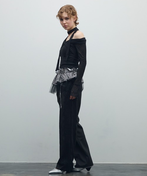 uyu.（ウユ）の「サイドレースライントラックパンツ（スラックス・レディース・ネイビー/ブラック・FREE）」の7枚目の写真