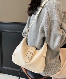 ビッグバックル フェイクレザー ショルダーバッグ