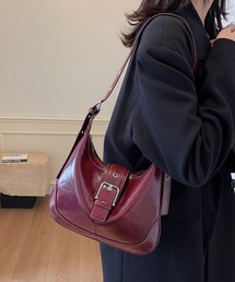 ビッグバックル フェイクレザー ショルダーバッグ