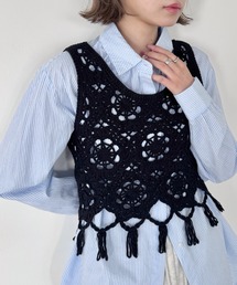 SOLLON.（ソルロン）の「フラワークロシェフリンジベスト（ベスト）」