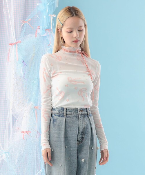 CAROLINA GLASER(カロリナ グレイサー)の「リボンプリント ロングスリーブ カットソー(Tシャツ/カットソー・レディース・その他1/その他2/その他3/その他・ONE SIZE)」の11枚目の写真