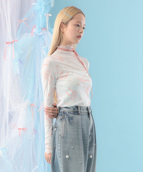 CAROLINA GLASER(カロリナ グレイサー)の「リボンプリント ロングスリーブ カットソー(Tシャツ/カットソー・レディース・その他1/その他2/その他3/その他・ONE SIZE)」の12枚目の写真