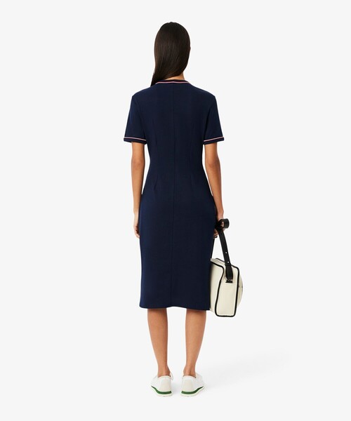 LACOSTE（ラコステ）の「配色ラインドリブTシャツドレス ワンピース（ワンピース・レディース・ネイビー/イエロー・38/36/34/40）」の4枚目の写真