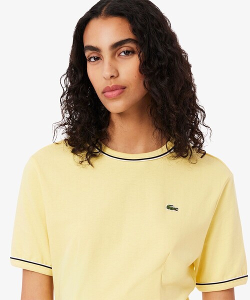 Lacoste★半袖 4ボタン留め ロゴ ミニ ワンピース ドレス★黄★ Lacoste☆半袖 4ボタン留め ロゴ ミニ ワンピース ドレス☆黄