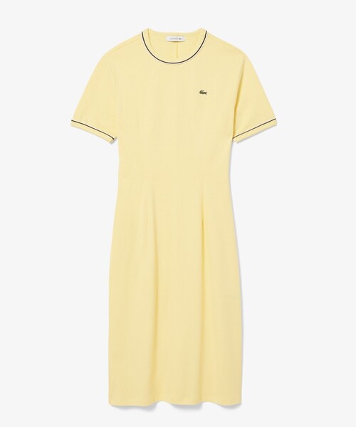 【イエロー】配色ラインドリブTシャツドレス ワンピース セール】配色ラインドリブTシャツドレス ワンピース（ワンピース