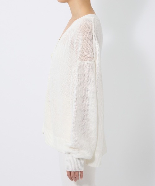 Chaos（カオス）の「Chaos(カオス)/ストラドリネンカーディガン（カーディガン/ボレロ・レディース・ブラウン/ホワイト/ネイビー・FREE）」の11枚目の写真