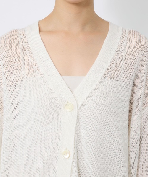 Chaos（カオス）の「Chaos(カオス)/ストラドリネンカーディガン（カーディガン/ボレロ・レディース・ブラウン/ホワイト/ネイビー・FREE）」の14枚目の写真