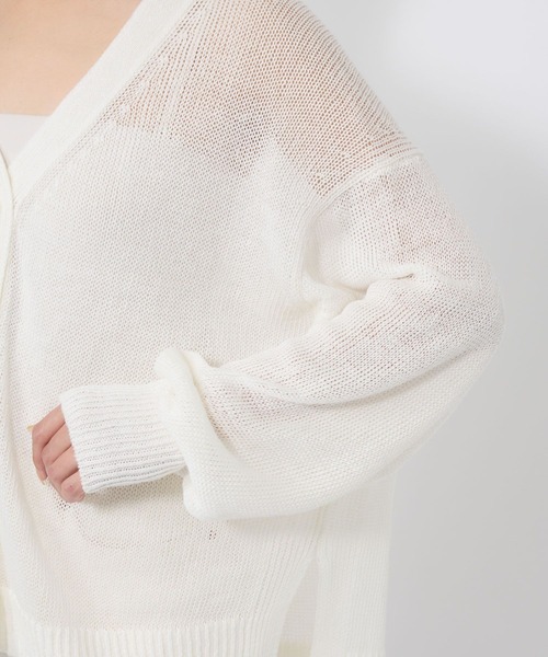 Chaos（カオス）の「Chaos(カオス)/ストラドリネンカーディガン（カーディガン/ボレロ・レディース・ブラウン/ホワイト/ネイビー・FREE）」の15枚目の写真