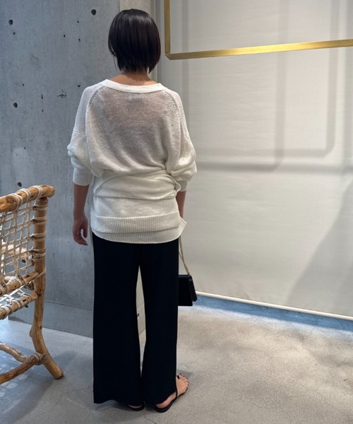 Chaos（カオス）の「Chaos(カオス)/ストラドリネンカーディガン（カーディガン/ボレロ・レディース・ブラウン/ホワイト/ネイビー・FREE）」の7枚目の写真