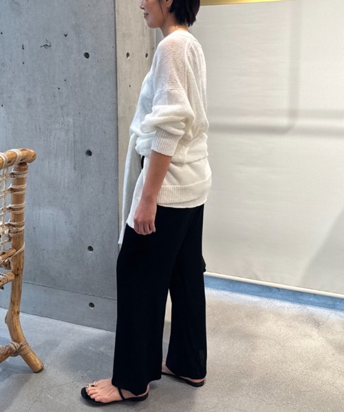 Chaos（カオス）の「Chaos(カオス)/ストラドリネンカーディガン（カーディガン/ボレロ・レディース・ブラウン/ホワイト/ネイビー・FREE）」の6枚目の写真