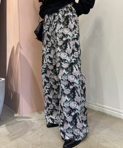 HONEY MI HONEY(ハニーミーハニー)の「flower jacquard wide pants(カーゴパンツ・レディース・オフホワイト/グレー/ブラック・FREE)」の10枚目の写真