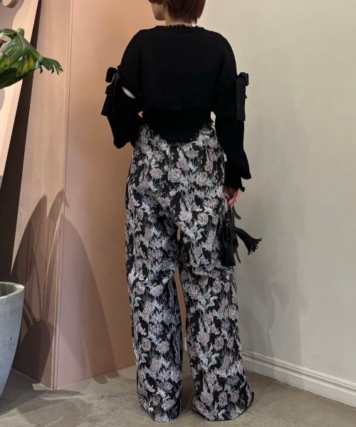 HONEY MI HONEY(ハニーミーハニー)の「flower jacquard wide pants(カーゴパンツ・レディース・オフホワイト/グレー/ブラック・FREE)」の13枚目の写真