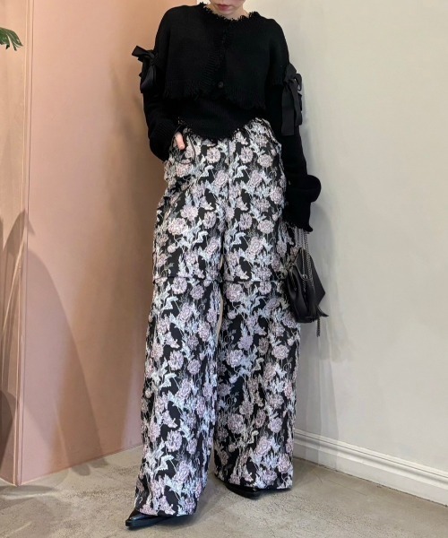 HONEY MI HONEY(ハニーミーハニー)の「flower jacquard wide pants(カーゴパンツ・レディース・オフホワイト/グレー/ブラック・FREE)」の12枚目の写真
