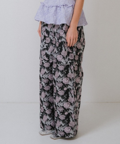 HONEY MI HONEY(ハニーミーハニー)の「flower jacquard wide pants(カーゴパンツ・レディース・オフホワイト/グレー/ブラック・FREE)」の15枚目の写真