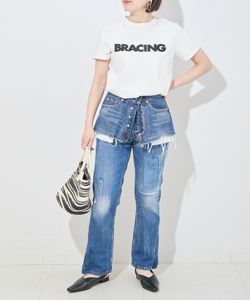 Bonum（ボナム）の「2WAY レイヤードリバースショートデニム（デニムスカート・レディース・ネイビー・28/30）」の7枚目の写真