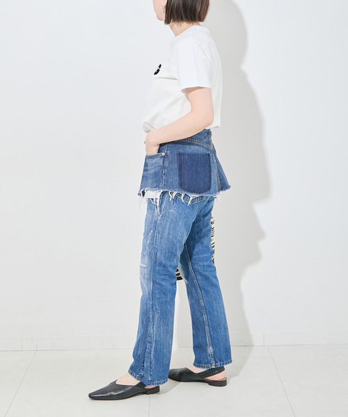 Bonum（ボナム）の「2WAY レイヤードリバースショートデニム（デニムスカート・レディース・ネイビー・28/30）」の8枚目の写真