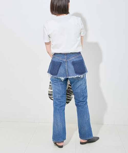 Bonum（ボナム）の「2WAY レイヤードリバースショートデニム（デニムスカート・レディース・ネイビー・28/30）」の9枚目の写真