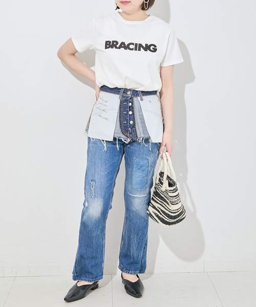 Bonum（ボナム）の「2WAY レイヤードリバースショートデニム（デニムスカート・レディース・ネイビー・28/30）」の10枚目の写真