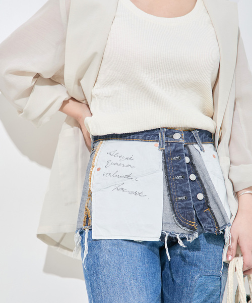 Bonum（ボナム）の「2WAY レイヤードリバースショートデニム（デニムスカート・レディース・ネイビー・28/30）」の15枚目の写真